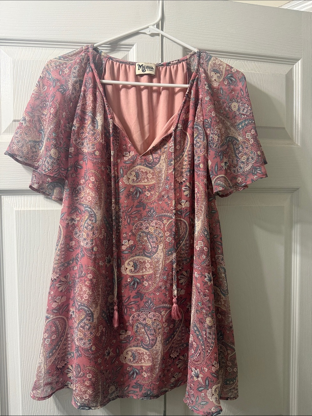 Show Me Your MuMu Dusty Pink Paisley-Trim Boho Tunic